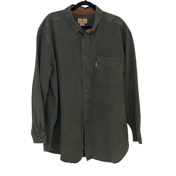 Woolrich Flannel Chamois Shirt Mens Size 2XL Button Up Green Long Sleeve 6433 - Picture 1 of 6